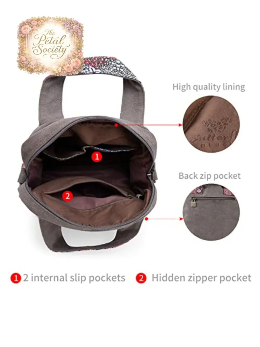 Canvas Floral Crossbody Shoulder Purse with Adjustable Strap